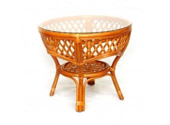 Обеденный стол Melang Classic Rattan 1305А из ротанга со стеклом 