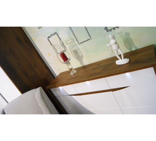 Тумба Монако П 510.03 с подсветкой (дуб саттер/белый глянец)