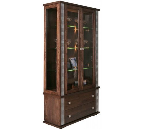 Шкаф с витриной «Тунис» П343.20Ш (венге с серебром)
